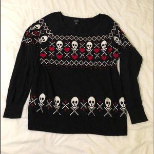Scoop Neck Skull Sweater